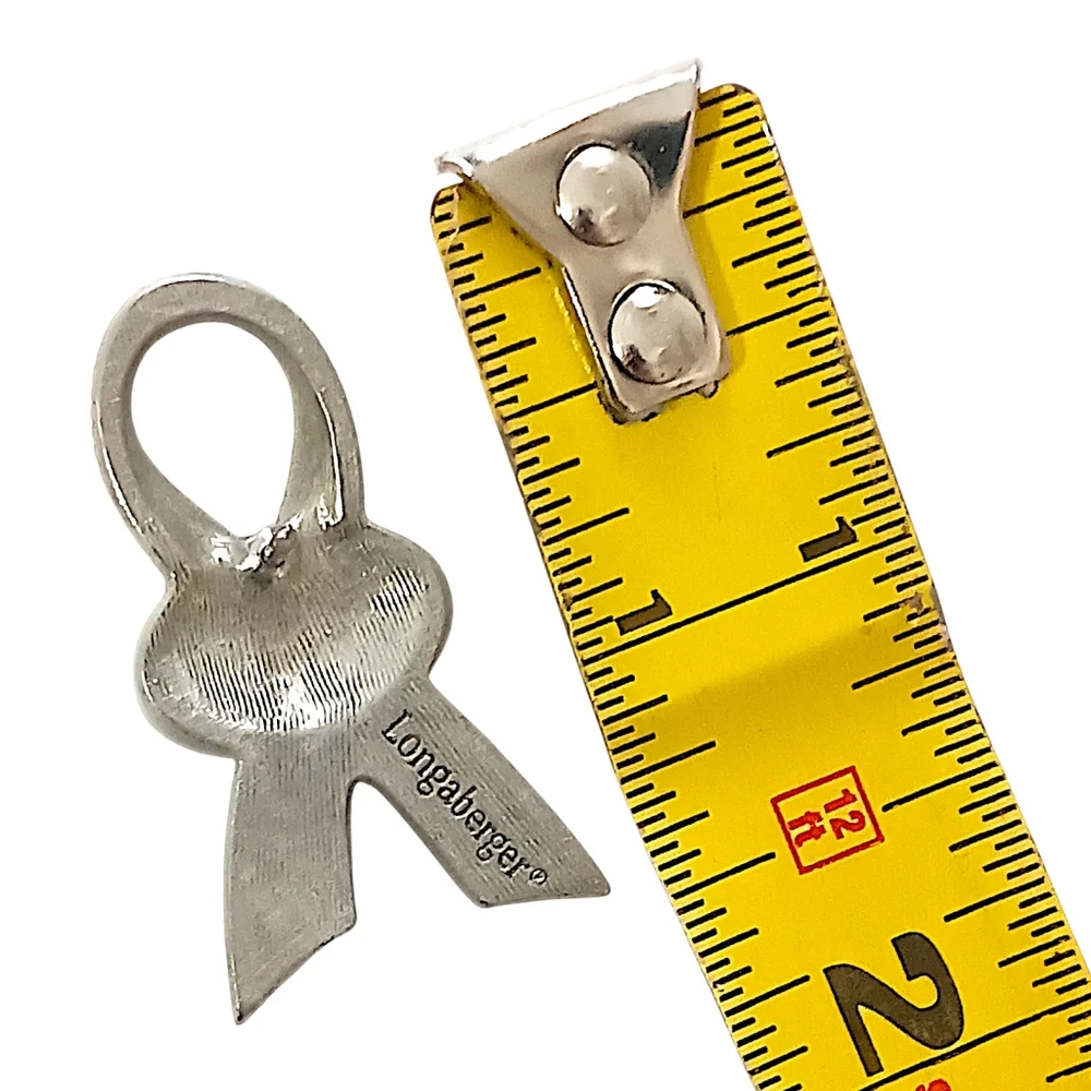 Longaberger Horizon of Hope Lapel Pin Basket‎ Tie On Pewter Vintage USA Ribbon